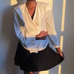 Vintage 80s CHRISTIAN DIOR Ruffled Silk Blouse